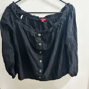 GUESS‎ Women's Black Off The Shoulder Blouse Button Front Size Medium